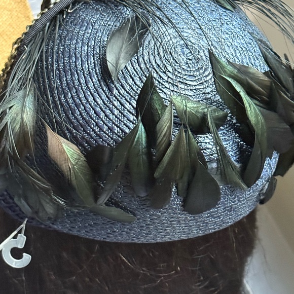 Accessories - Elegant Black and Blue Feathered Women's Hat